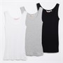 Board Angels Womens Three Pack Ribbed Vests Black/White/Grey Marl