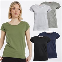 Board Angels Womens Five Pack Crew T-Shirts Black/Grey Marl/White/Navy/Khaki