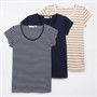 Board Angels Womens Stripe Three Pack T-Shirts Multi