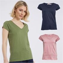 Board Angels Womens Three Pack V Neck T-Shirts Navy/Khaki/Light Pink