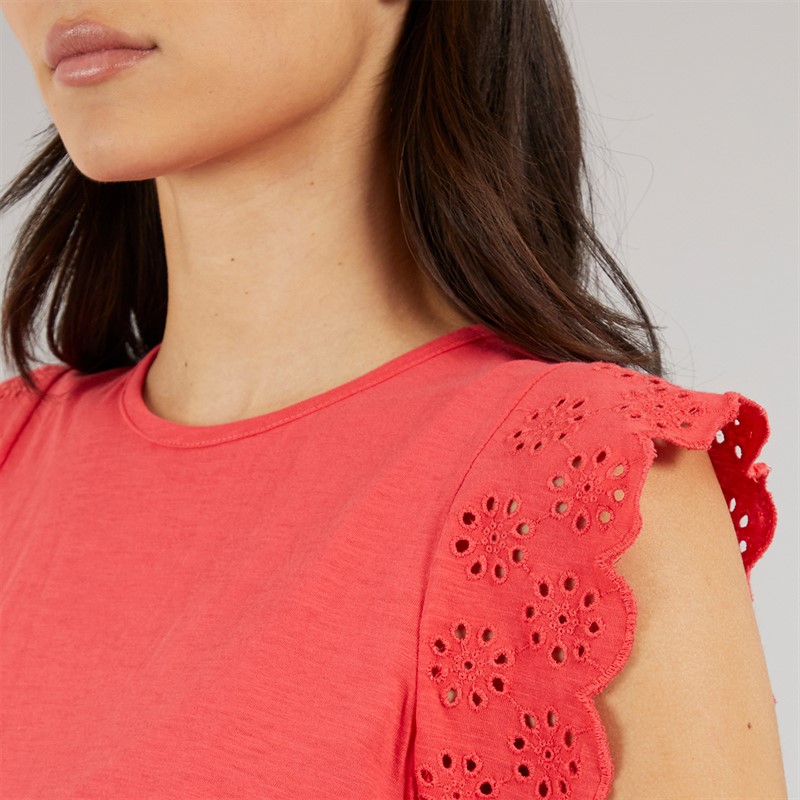 Board Angels Womens Broderie Anglaise Two Pack T-Shirts Navy/Fuscia Pink