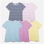Board Angels Girls Five Pack Stripe/Plain T-Shirts Multi