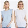 Board Angels Womens Broderie Anglaise Two Pack T-Shirts White/Blue