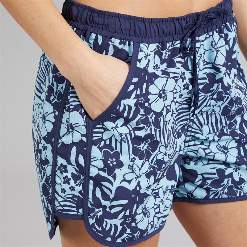 Board Angels Womens Shortie Floral Board Shorts Navy Tonal