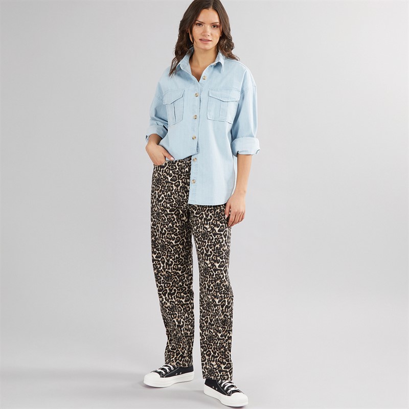 Board Angels Womens Straight Leg Jeans Leopard