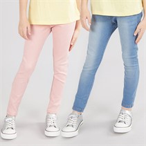 Board Angels Girls Two Pack Jeggings Mid Wash/Pink