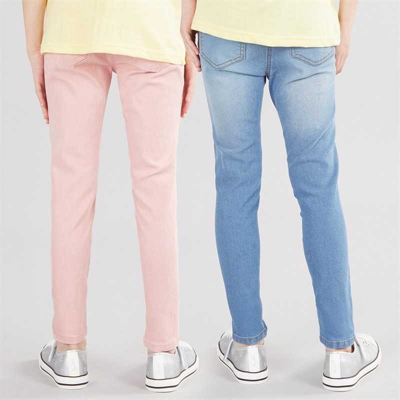 Board Angels Girls Two Pack Jeggings Mid Wash/Pink