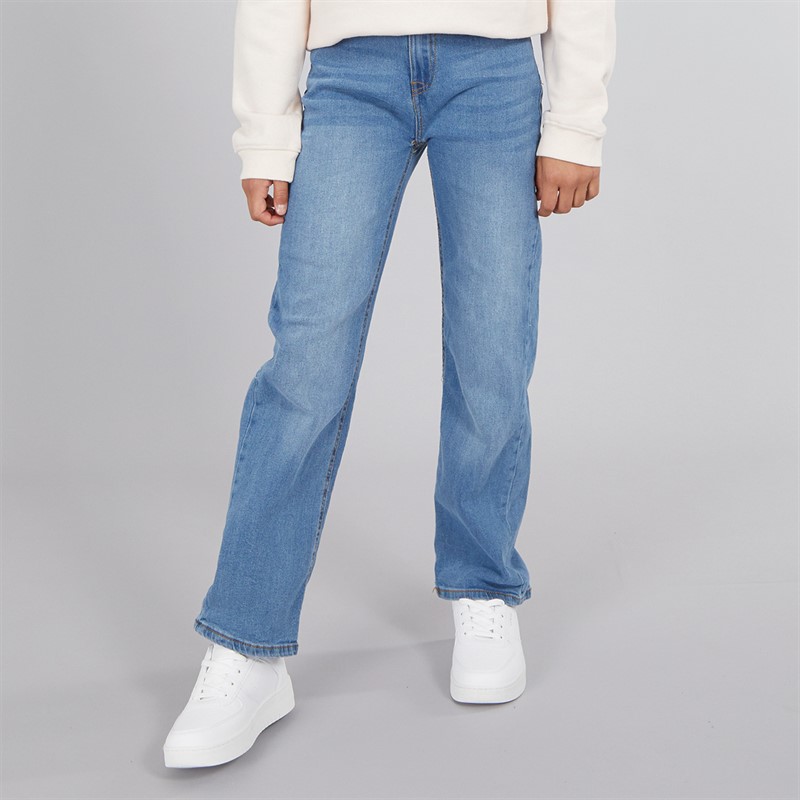 Girls Wide Leg Jeans Mid Wash - Size 13Y