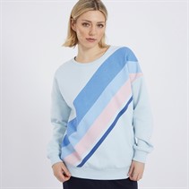 Board Angels Womens Diagonal Stripes Sweatshirt Light Blue