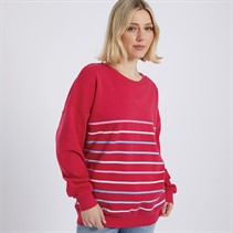 Board Angels Womens Stripe Sweatshirt Deep Pink