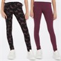Board Angels Girls Plain/Printed Two Pack Leggings Multi