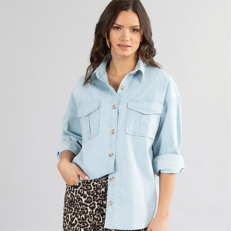 Board Angels Womens Denim Shirt Mid Blue