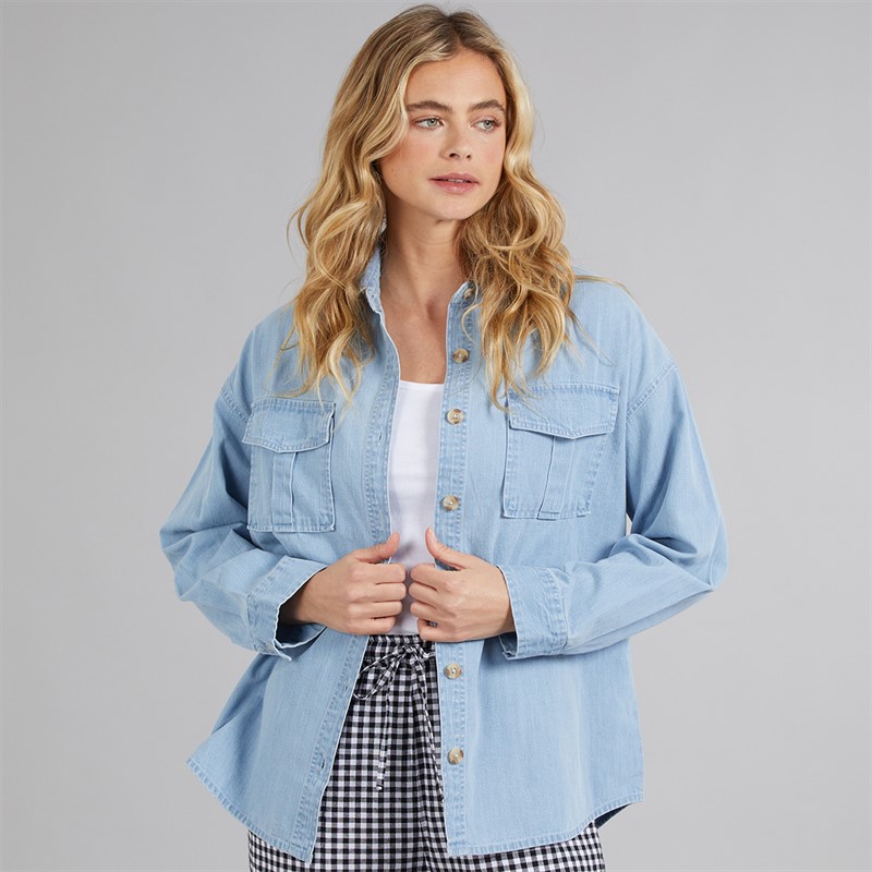 Board Angels Womens Denim Shirt Mid Blue