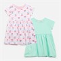Board Angels Girls Two Pack T-Shirt Dresses Green/Strawberry