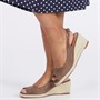 Board Angels Womens Harper Sling Back Wedge Espadrille Sandals Taupe