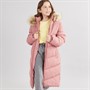 Board Angels Girls Long Puffer Coat With Faux Fur Hood Dusky Pink