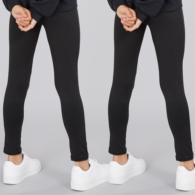 Board Angels Girls Two Pack Fleece Lined Leggings Black