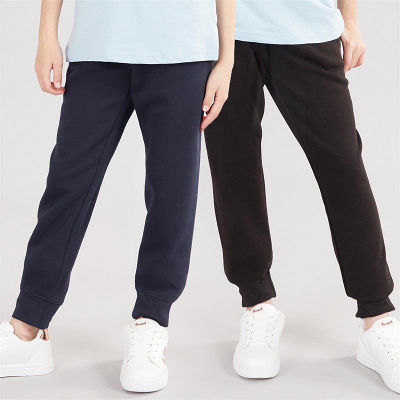 Girls Two Pack Joggers Black/Navy - Size 9/10Y