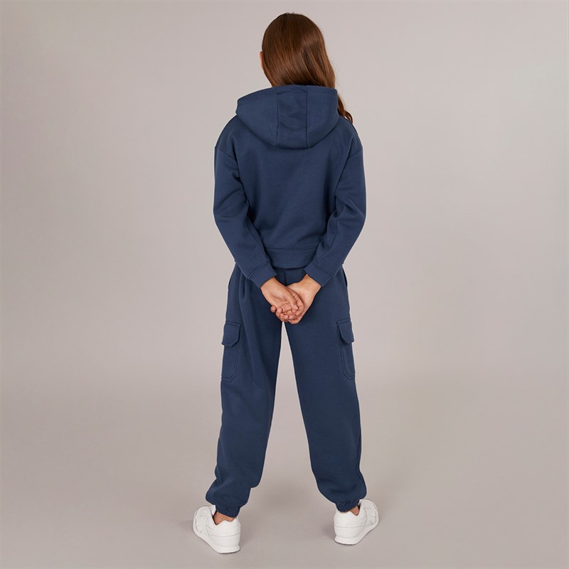 Board Angels Girls Hoodie And Cargo Joggers Tracksuit Denim Blue