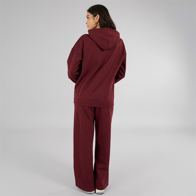 Board Angels Womens Wide Leg Joggers Hooded Tracksuit Burgundy