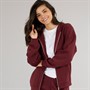 Board Angels Womens Oversized Zip-Through Hoodie Burgundy