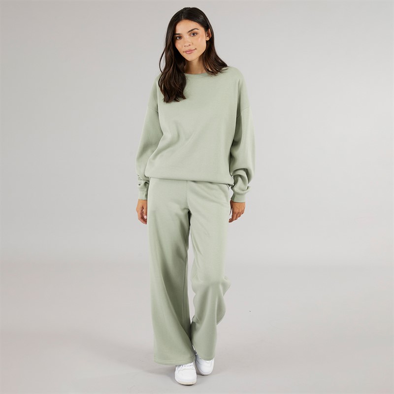 Board Angels Womens Oversized Sweatshirt And Open Hem Joggers Olive Green