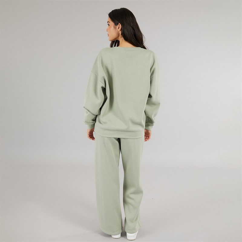 Board Angels Womens Oversized Sweatshirt And Open Hem Joggers Olive Green