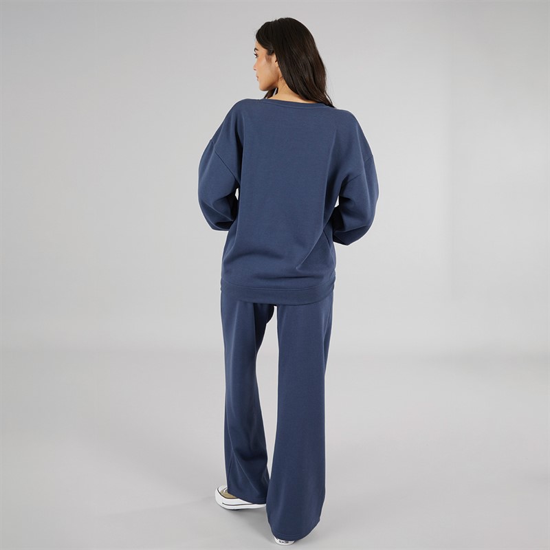 Board Angels Womens Oversized Sweatshirt And Open Hem Joggers Washed Midnight Blue