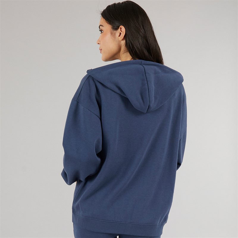 Board Angels Womens Oversized Zip-Through Hoodie Washed Midnight Blue
