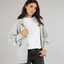 Board Angels Womens Oversized Zip-Through Hoodie Grey Marl