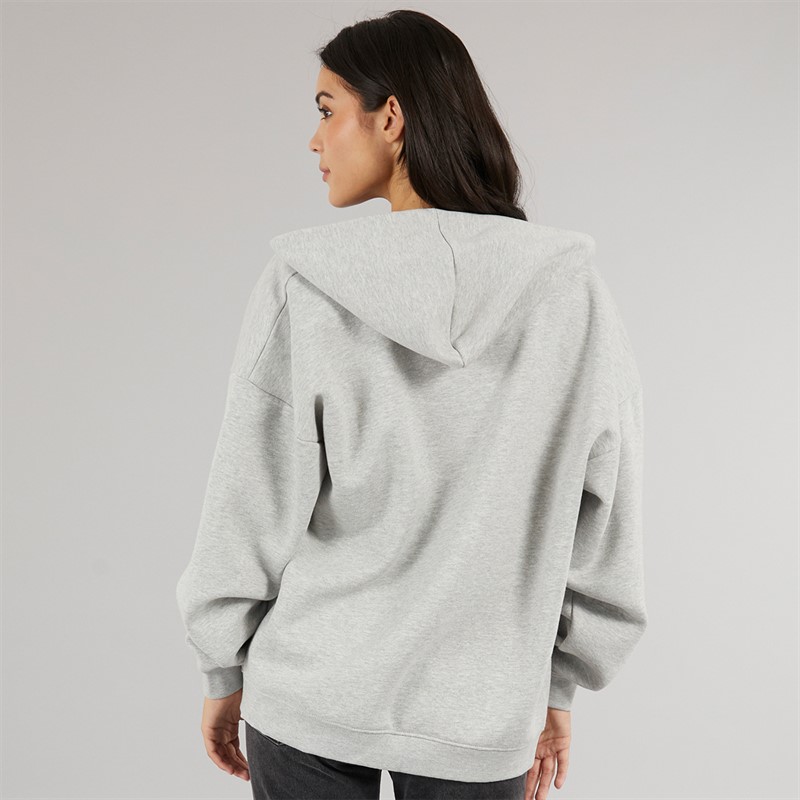 Board Angels Womens Oversized Zip-Through Hoodie Grey Marl