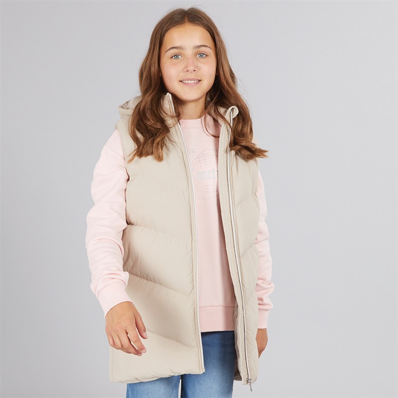 Board Angels Girls Longline Hooded Gilet Ecru