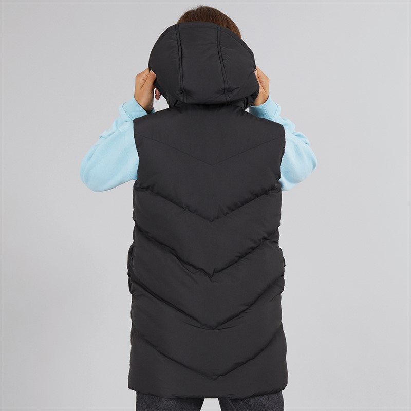 Board Angels Girls Longline Hooded Gilet Black