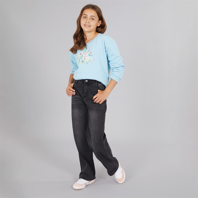 Board Angels Girls Wide Leg Jeans Washed Black