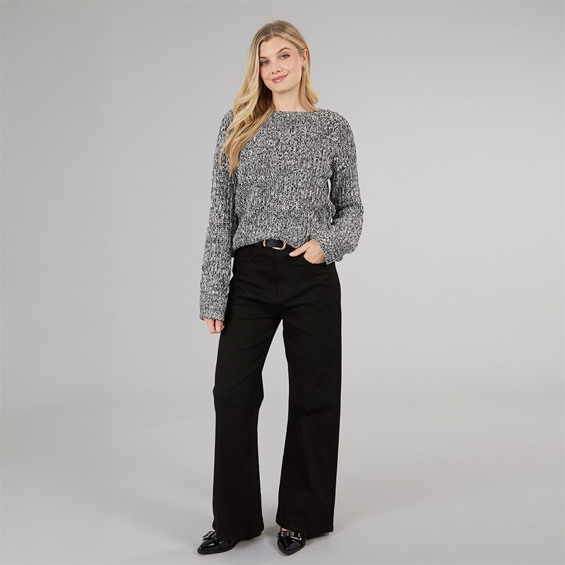 Board Angels Womens Wide Leg Jeans Black