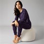 Board Angels Womens Heart Jersey Long Sleeved Pyjama Set Navy/Hearts Scatter