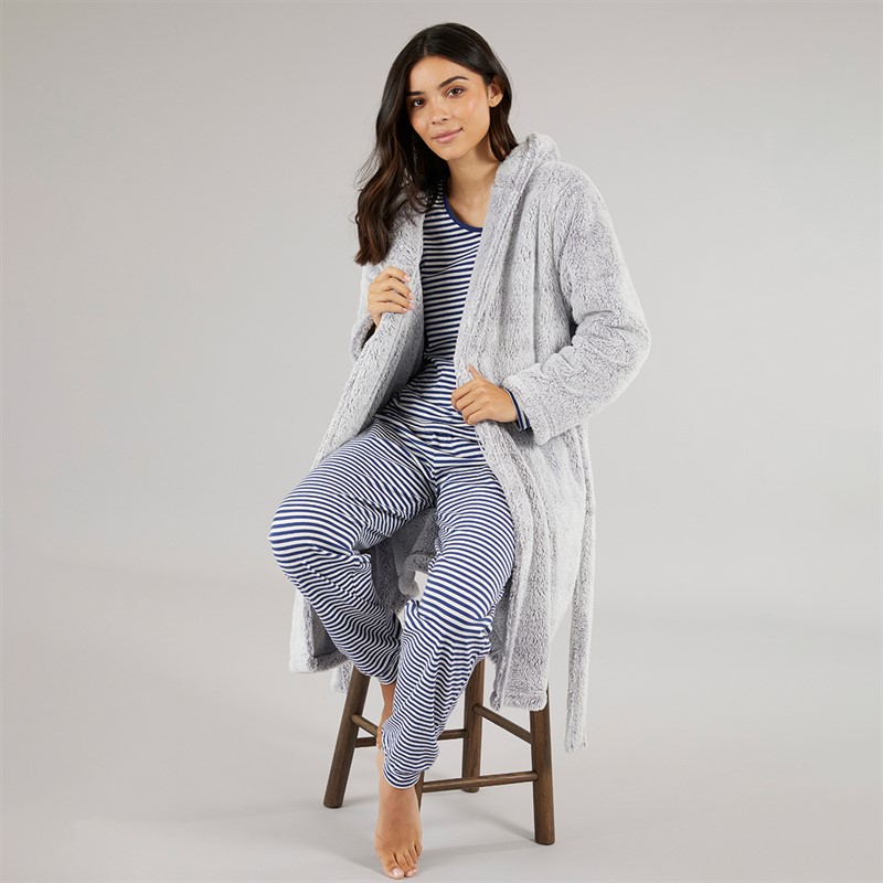 Board Angels Womens Wellsoft Hooded Robe Grey