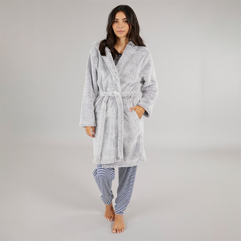 Board Angels Womens Wellsoft Hooded Robe Grey