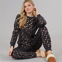 Board Angels Womens Heart Pyjama Set Charcoal
