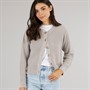 Board Angels Womens Crew Neck Cardigan With Faux Shell Buttons Grey