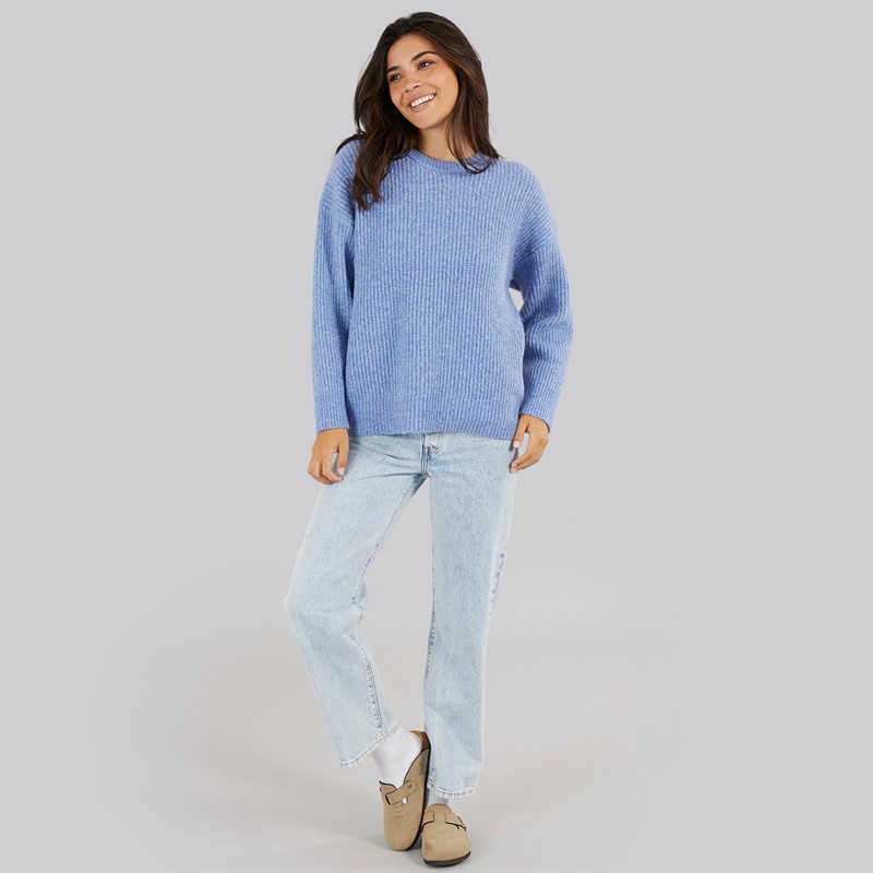 Board Angels Womens Crew Neck Oversized Jumper Blue