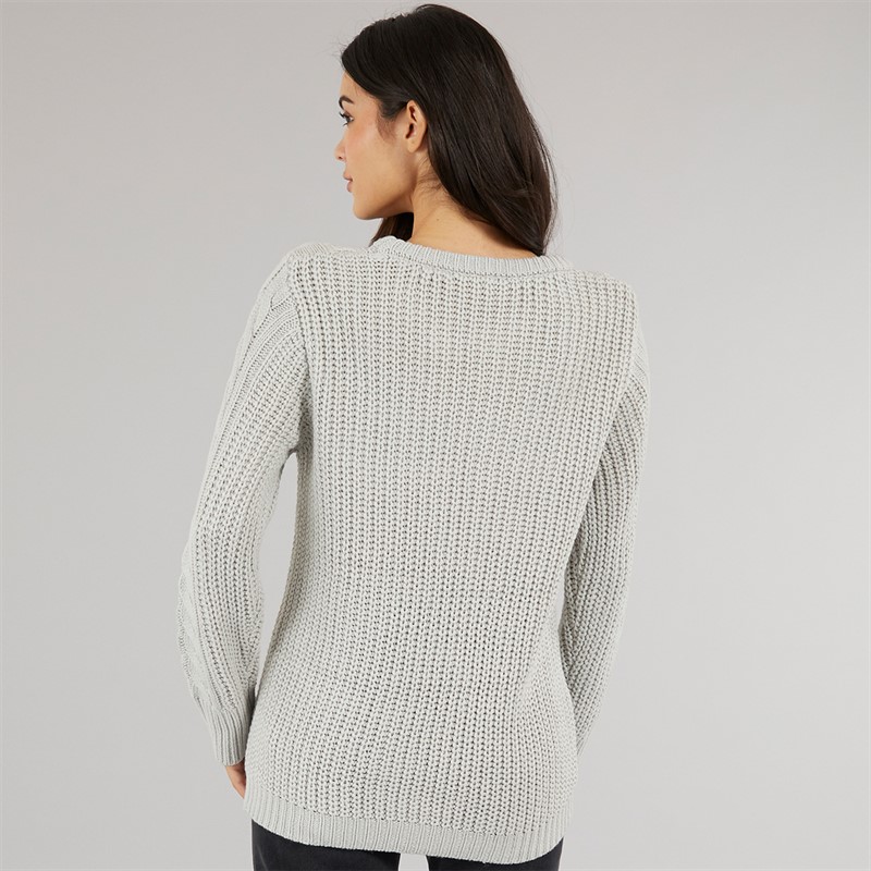 Board Angels Womens Cable Knit Sweater Grey Marl