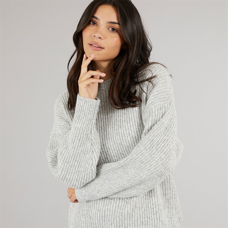 Board Angels Womens Crew Neck Oversized Jumper Charcoal Marl