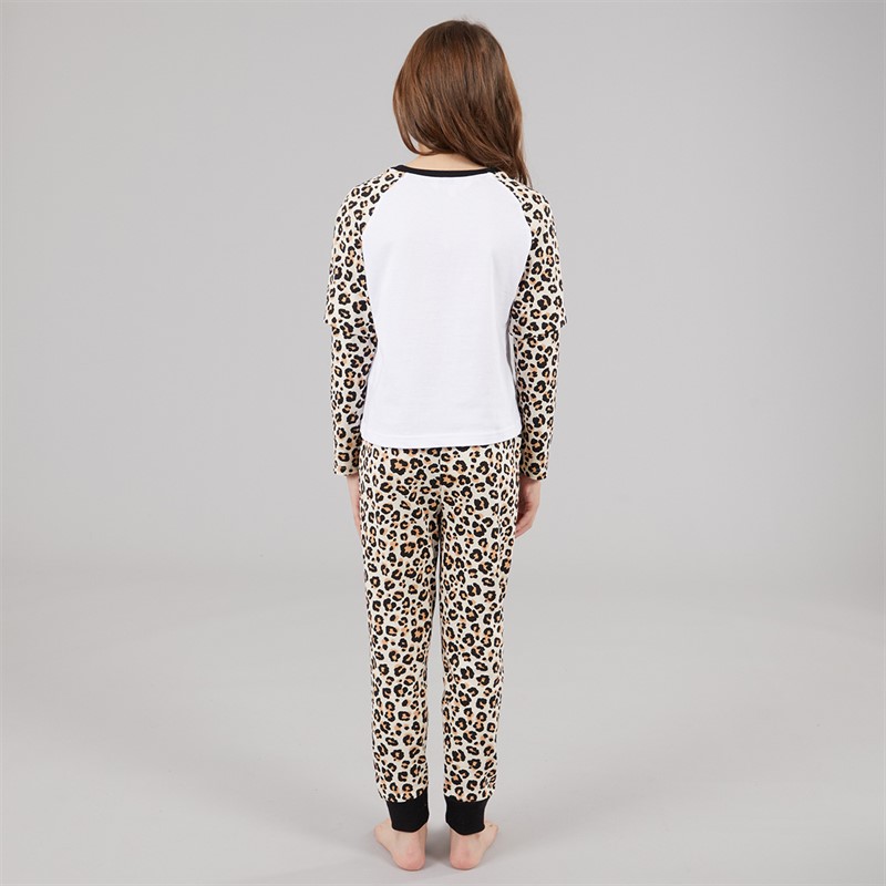 Board Angels Girls Leopard Heart Pyjama Set Multi Multi