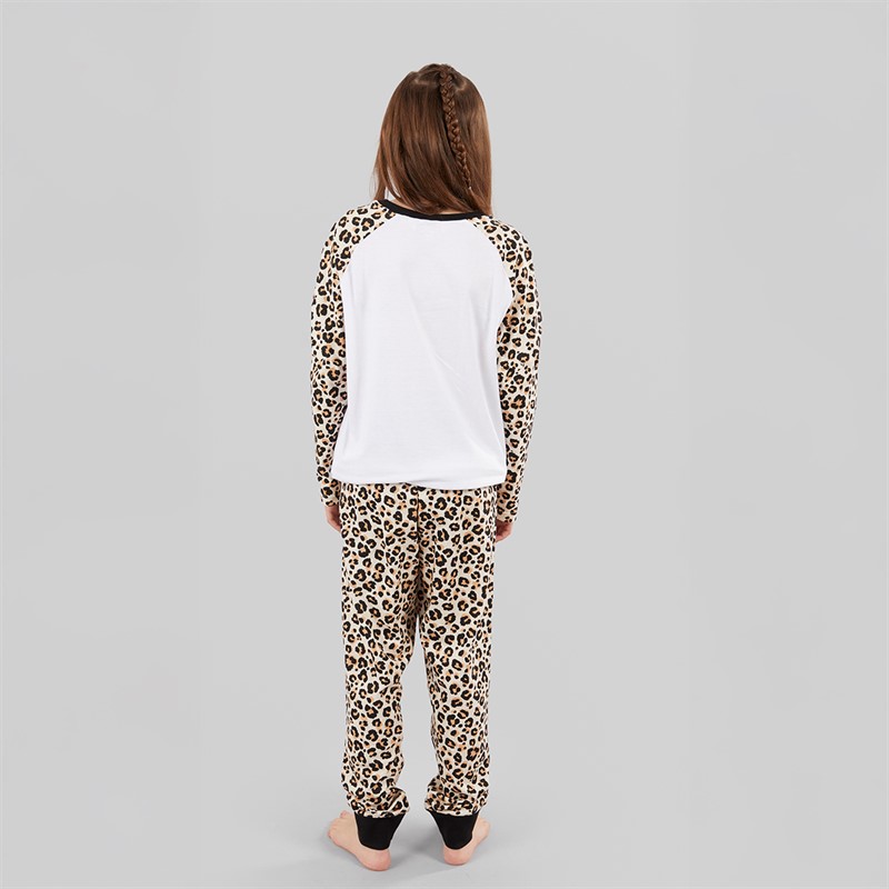 Board Angels Girls Leopard Heart Pyjama Set Multi Multi