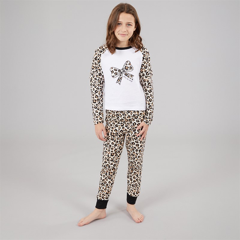 Board Angels Girls Leopard Heart Pyjama Set Multi Multi