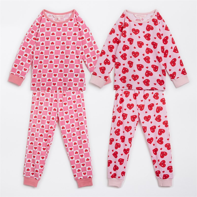 Infant Girls Two Pack Pyjama Sets Pink/Red - Size 3/4Y