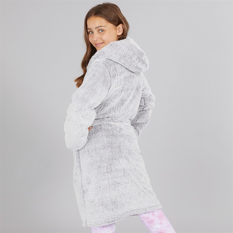 Board Angels Girls Dressing Gown Grey Frosted