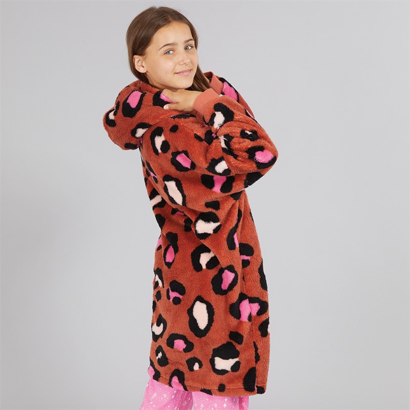 Board Angels Girls Oversized Blanket Hoodie Leopard