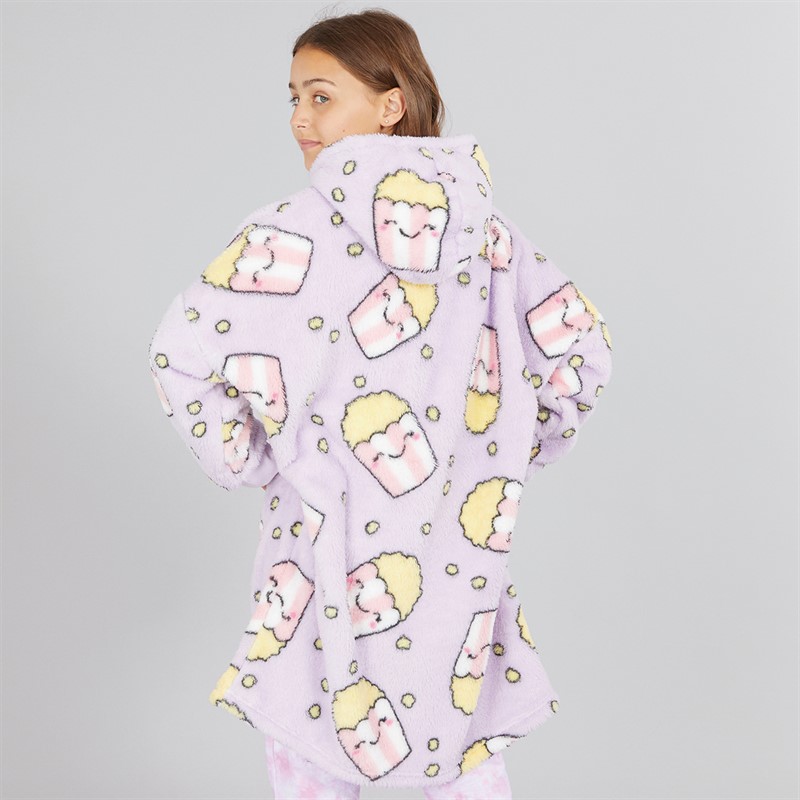 Board Angels Girls Oversized Popcorn Blanket Hoodie Lilac